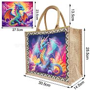 Diamond Painting DIY Hand Bag Kits, Gunny Bag, Dinosaur, 305x255x145mm(PW-WG83962-01)