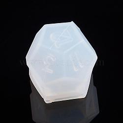 Silicone Dice Molds, Resin Casting Molds, For UV Resin, Epoxy Resin Jewelry Making, Polygon Dice, White, 26x25x23mm, Lid: 21.5x21x3.5mm, Base: 22x25x26mm(DIY-L021-29)