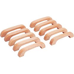 Beechwood Handle, with Iron Screws, Door furniture, BurlyWood, 25x114.5x15mm, Iron Screws: 7.5x23.5mm, 2pcs(WOOD-WH0110-09)