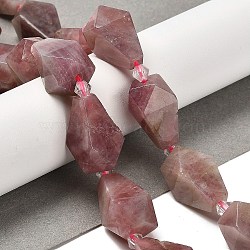 Natural Rose Quartz Beads Strands, Faceted, Teardrop, with Seed Beads, 19~21.5x12~13mm, Hole: 2mm, about 15~16pcs/strand, 14.96~15.7 inch(38~40cm)(G-NH0005-B02-01)