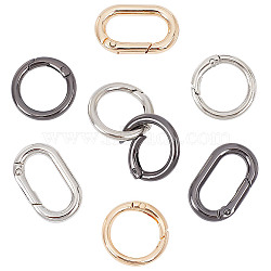 12Pcs 6 Styles Zinc Alloy Key Clasps, Spring Gate Rings, Oval & Round Ring, Mixed Color, 26~34.5x21~28x3.5~5mm, Inner Diameter: 19~25mm, 2pcs/style(FIND-CP0001-55)