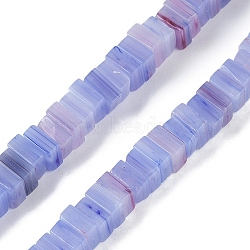 Handmade Lampwork Beads Strands, Square with seed Beads, Lilac, 5.5~6x5~6x2.5~3mm, Hole: 0.7mm, about 151~153pcs/strand, 16.14''(41cm)(LAMP-Q037-02B-17)