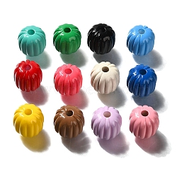 Spray Painted Acrylic Beads, Pumpkin, Mixed Color, 15x15x15mm, Hole: 3mm(OACR-R002-03A)