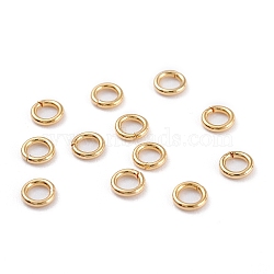 304 Stainless Steel Jump Rings, Open Jump Rings, Round Ring, Real 18K Gold Plated, 21 Gauge, 5x0.7mm, Inner Diameter: 3.6mm(STAS-R060-5x0.7)