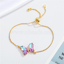 European Jewelry Simple and Elegant Crystal Butterfly Bracelet Adjustable Bracelet for Women, Pearl Pink, 0.1cm(ST5440393)