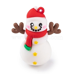 PVC Plastic Pendants, Christmas Theme, Snowman, 51x41.5x24.5mm, Hole: 3.5mm(KY-S172-02H)