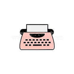Creative Zinc Alloy Brooches, Enamel Lapel Pin, with Iron Butterfly Clutches or Rubber Clutches, Electrophoresis Black Color, Typewriter, Light Salmon, 18.5x25mm, Pin: 1mm(JEWB-Q031-025)