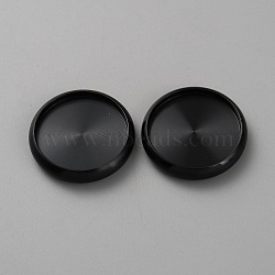 Alloy Cabochon Settings, Flat Round, Black, 27.5x5mm(FIND-WH0160-76A-EB)