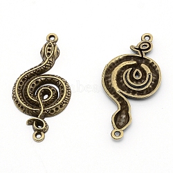 Alloy Big Pendants, Snake Shape, Cadmium Free & Lead Free, Antique Bronze, 50x24x3.5mm, Hole: 1.5mm(PALLOY-TAC0011-95AB-RS)