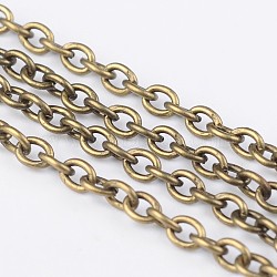 Iron Cable Chains, for DIY Jewelry Making, with Spool, Unwelded, Oval, Lead Free and Nickel Free, Antique Bronze, 3x2x0.5mm, about 328.08 Feet(100m)/roll(CH-S079-AB-FF)