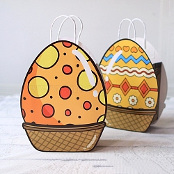 Easter Egg Shaped Paper Candy Packaging Bags with Handle, Flat Round, 28.3x21x1cm(PW-WG11965-05)