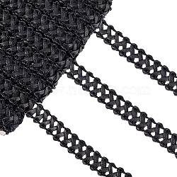 Braided PU Imitation Leather Ribbon, Black, 1/2 inch(12~13mm), 15 yards/card(OCOR-WH0074-88A)