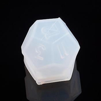 Silicone Dice Molds, Resin Casting Molds, For UV Resin, Epoxy Resin Jewelry Making, Polygon Dice, White, 26x25x23mm, Lid: 21.5x21x3.5mm, Base: 22x25x26mm