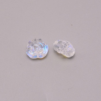 Glitter Lampwork Beads, Rose, Clear AB, 12.5x14x9mm, Hole: 1.2mm