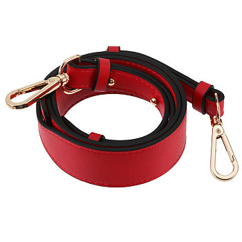 Leather Adjustable Bag Handles, with Alloy Swivel Clasps, Cerise, 102~108x3.75cm