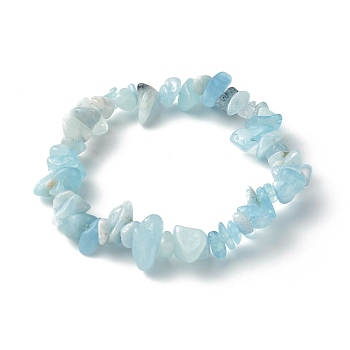 Natural Aquamarine Chip Beads Stretch Bracelets for Children, Inner Diameter: 1-7/8 inch(4.8~5.1cm)