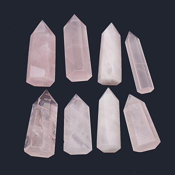 Natural Rose Quartz Home Decorations, Display Decoration, Healing Stone Wands, for Reiki Chakra Meditation Therapy Decos, Hexagon Prism, 34~100x15~40mm, about 12~22pcs/1000g