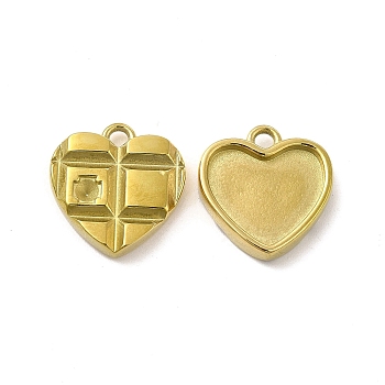 Ion Plating(IP) 304 Stainless Steel Pendant Rhinestone Settings, Heart, Real 14K Gold Plated, Fit For 2mm Rhinestone, 16.5x14.5x14mm, Hole: 3mm