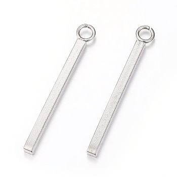 Tarnish Resistant 304 Stainless Steel Pendants, Rectangle/Bar, Stainless Steel Color, 28x1.5x1.5mm, Hole: 2mm