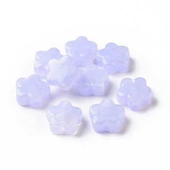 Opaque Acrylic Beads, Glitter Beads, Flower, Lilac, 14.5x15x6.5mm, Hole: 2mm