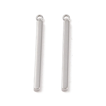 304 Stainless Steel Pendants, Cuboid/Bar Charm, Stainless Steel Color, 27.5x2.5x2mm, Hole: 1.4mm