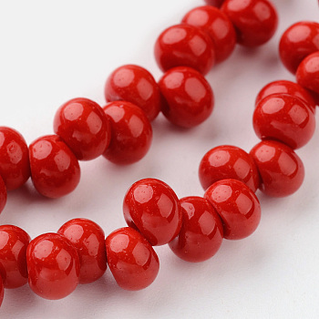 Teardrop Glass Bead Strands, Red, 6x4mm, Hole: 1.8mm, about 100pcs/strand, 15.3 inch