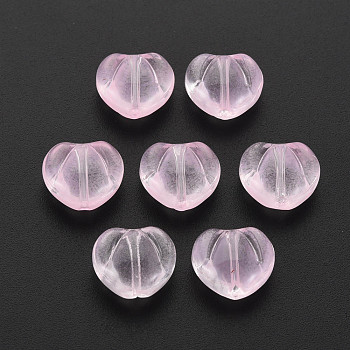 Transparent Glass Beads, Heart, Pink, 10.5x12x6.5mm, Hole: 1mm