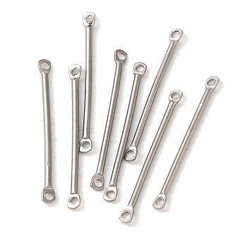 304 Stainless Steel Connector Charms, Bar Links, Stainless Steel Color, 25x2.5x1.2mm, Hole: 1.2mm