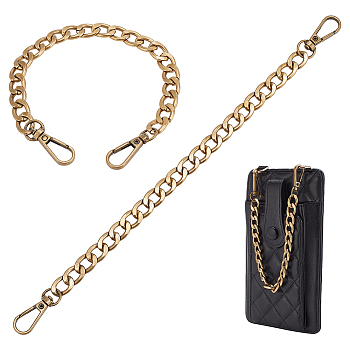 Elite 2Pcs Aluminum Curb Chain Bag Shoulder Straps, with Alloy Swivel Clasps, for Bag Replacement Accessories, Antique Bronze, 30.5cm