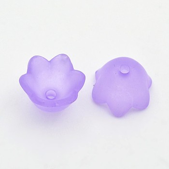 Transparent Acrylic Beads, Frosted Style, Tulip Flower Bead Caps, Lily of the Valley Medium Purple, 10x9x6.5mm, Hole: 1.5mm, about 2200pcs/500g