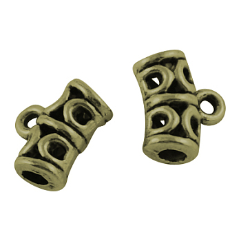 Tibetan Style Alloy Hangers, Cadmium Free & Lead Free, Bail Beads, Tube, Antique Bronze, 10x12x6mm, Hole: 1.5mm