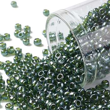 TOHO Round Seed Beads, Japanese Seed Beads, (119) Transparent Luster Olivine, 8/0, 3mm, Hole: 1mm, about 1110pcs/50g