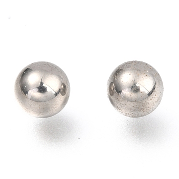 316L Surgical Stainless Steel Beads, No Hole/Undrilled, Solid Round, Stainless Steel Color, 7mm