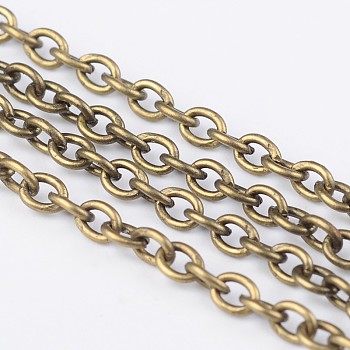 Iron Cable Chains, for DIY Jewelry Making, with Spool, Unwelded, Oval, Lead Free and Nickel Free, Antique Bronze, 3x2x0.5mm, about 328.08 Feet(100m)/roll
