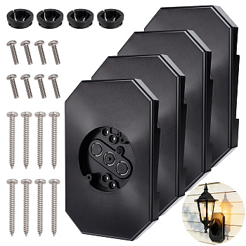 4Pcs Rectangle Plastic Siding Light Mounting Block Kits Tool with Built-in Box, Black, 258x170x24mm