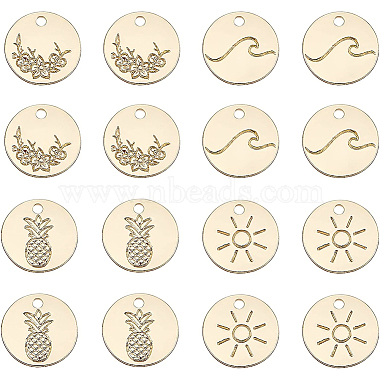 Real 16K Gold Plated Flat Round Alloy Charms