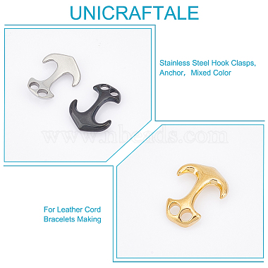 9Pcs 3 Colors Ion Plating(IP) 304 Stainless Steel Hook Clasps(STAS-UN0048-09)-5