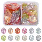 Autumn Theme Transparent Acrylic Pendants, AB Color, Leaf Charms, Mixed Color, 17~19x15~17x4~5mm, Hole: 1.2~1.5mm, 170pcs(TACR-YW0003-50)