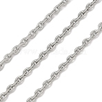 304 Stainless Steel Cable Chains, Soldered, with Spool, Stainless Steel Color, 2.5x2x0.5mm(CHS-K023-12P)