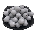 Silicone Beads, Round, 15mm, Hole: 2mm(SIL-WH0003-01B-02)