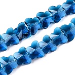 Transparent Glass Beads, Faceted, Butterfly, Royal Blue, 8x10x6mm, Hole: 1mm(GLAA-Q066-10mm-B08)