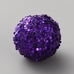 Opaque Acrylic Glitter Beads, Round, Indigo, 20~20.5x18.5~19.5mm, Hole: 2.5mm(FIND-CJC0010-111A-24)