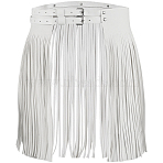 Imitation Leather Fringe Skirt Waist Belts, with Alloy Rivets, Platinum, White, 1160x370x11mm(AJEW-WH20020-266B)
