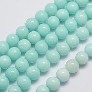 Natural Malaysia Jade Beads Strands, Imitation Amazonite, Round, Dyed, Pale Turquoise, 10mm, Hole: 1mm, about 38pcs/strand, 15 inch(G-A146-10mm-B07)
