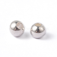202 Stainless Steel Beads, Round, Silver Color Plated,6x5mm, Hole: 2mm(X-STAS-O091-B-04S)