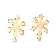 201 Stainless Steel Stud Earring Findings, with Horizontal Loop and 316 Stainless Steel Pin, Snowflakes, Real 24K Gold Plated, 19x14.5mm, Hole: 1.2mm, Pin: 0.7mm(STAS-K241-15G)