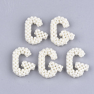 Handmade ABS Plastic Imitation Pearl Woven Beads, Letter, Letter.G, 34~36x26~28x7~8mm(FIND-T039-18-G)