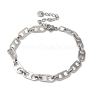 Brass Mariner Link Chains Bracelets for Women, Platinum, 9-3/4 inch(24.6cm)(BJEW-L685-04P)