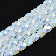 Electroplate Glass Beads Strands, AB Color Plated, Faceted, Column, Clear, 5.5x5mm, Hole: 1.2mm, about 99pcs/strand, 21.85 inch(55.5cm)(X-EGLA-N002-13-A14)