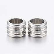 304 Stainless Steel Beads, Column, Stainless Steel Color, 6x5mm, Hole: 4mm(STAS-K181-09-06P)